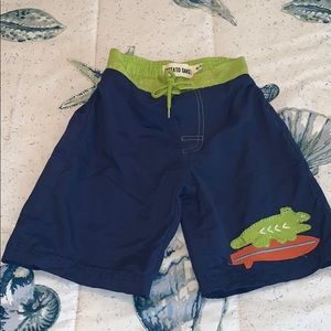 Potato Saks boys swim trunks navy gator surf 4 5